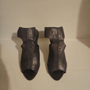 Calleen Cordero Pia Shooties Heeled Sandals - Blue Metallic Snakeskin, A…